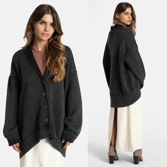 Free People Sweaters - Free People Chamomile Cardi Cardigan Wash Black